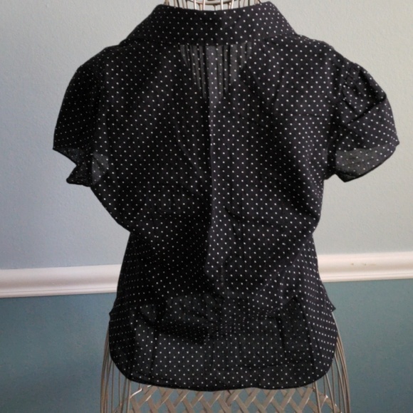 Black and white polka dot short sleeve blouse - Picture 4 of 7